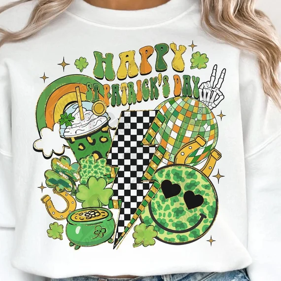 Happy St Patricks Day Png, Saint Patrick’s Day Sublimation, Lucky Shamrock Png, Groovy St Patty's, Retro Lucky Vibes Png, St Patty's Png